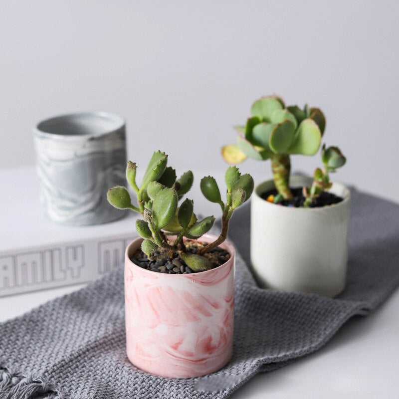 Home marbled plant flower pot