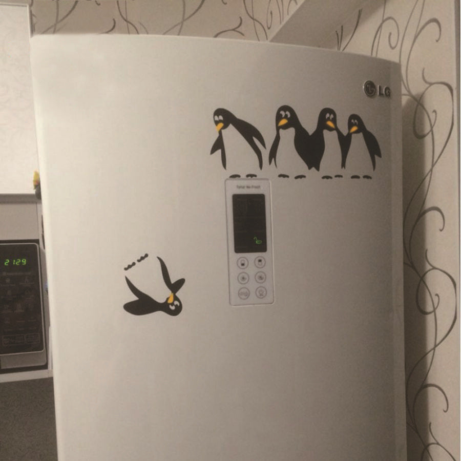 Funny Penguin Kitchen Fridge Sticker Creative Kitchen Wall Sticker