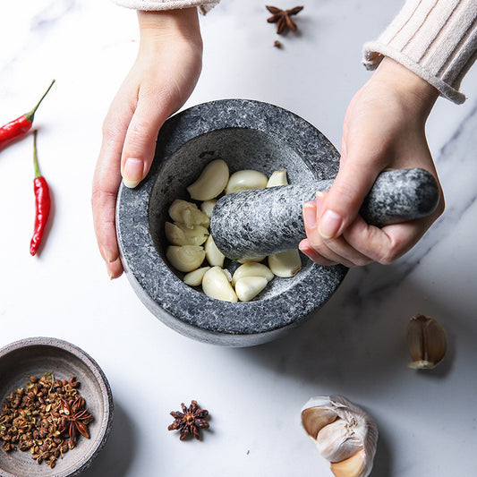 Retro Marble Kitchen Household Grinder Stone Mortar