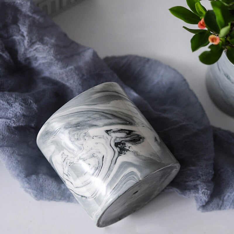 Home marbled plant flower pot