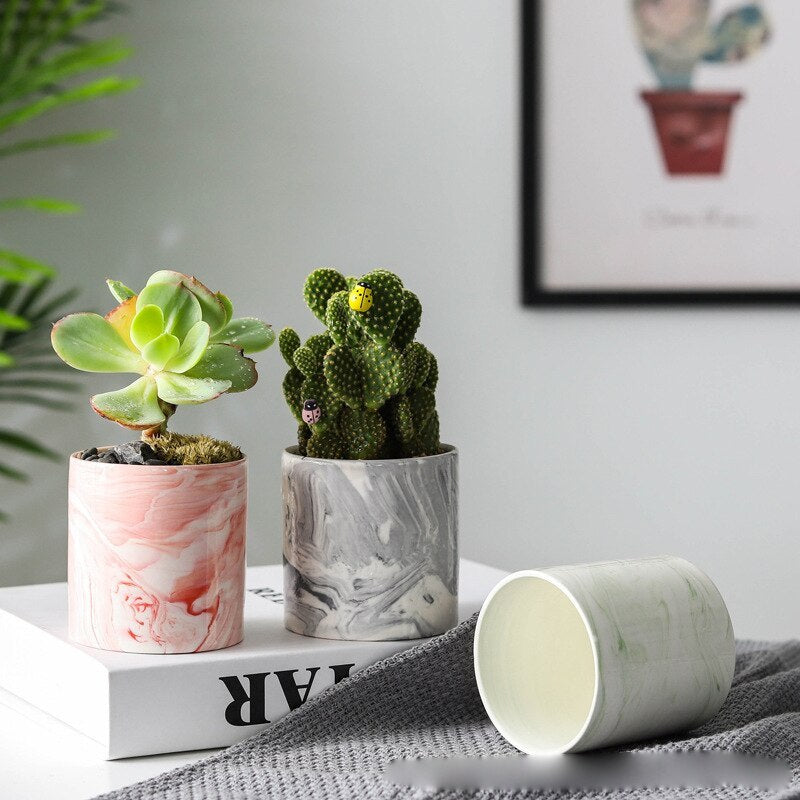 Home marbled plant flower pot