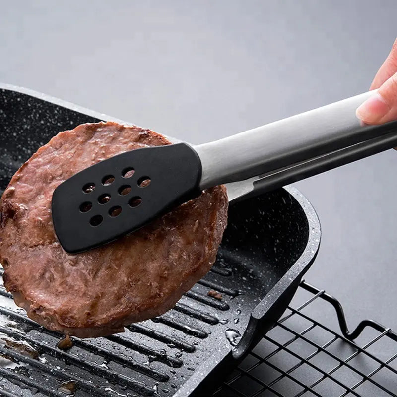 12 inches Set of Cooking Tongs and BBQ Tongs High Quality Stainless Steel with BPA Free Silicon Tip