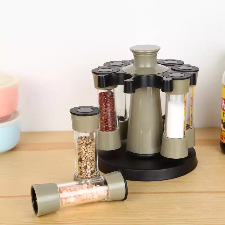 8 Grid Seasoning Box Rotating Rack Kitchen Seasoning Bottle Set – musii  home store