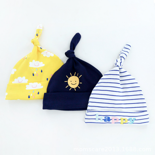 Baby hat 0-6 months newborn cotton baby cap men and women baby spring and summer 3 pieces