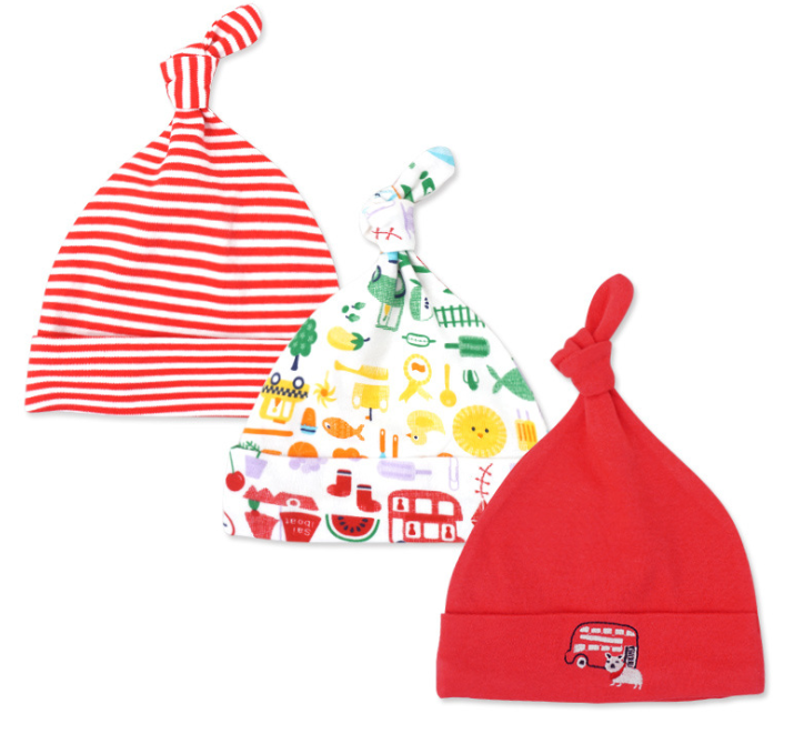 Baby hat 0-6 months newborn cotton baby cap men and women baby spring and summer 3 pieces