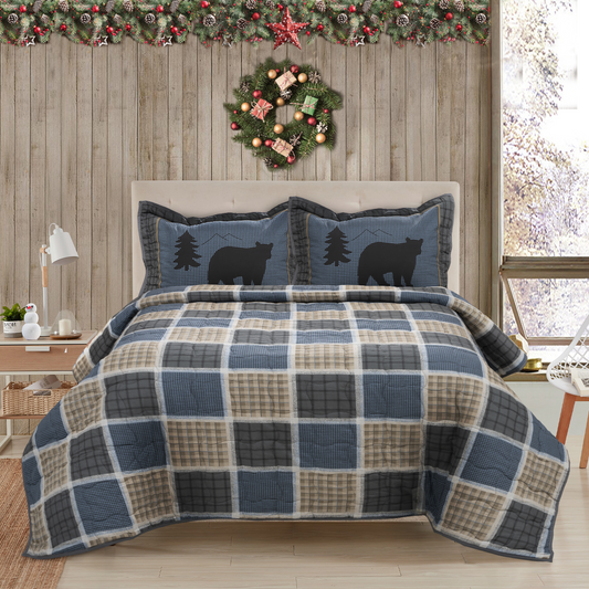 True Grit - Bear Square - Modern Snnazy Quilt and Sham Set