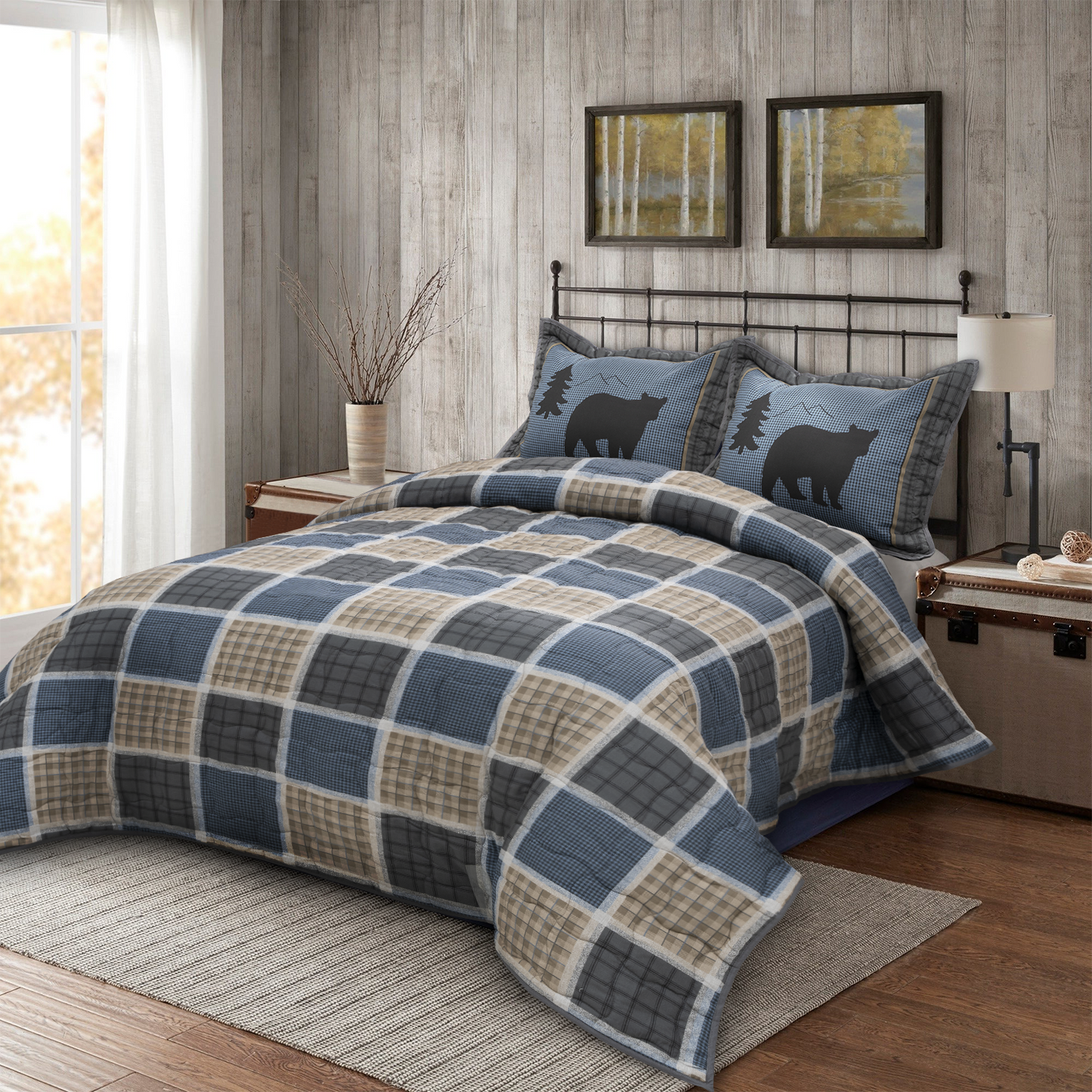 True Grit - Bear Square - Modern Snnazy Quilt and Sham Set