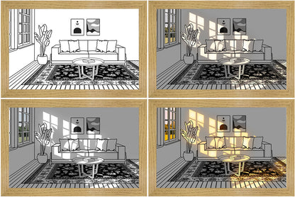 LED Decorative Light Painting Bedside Picture Style Creative Modern Simulate Sunshine Drawing Night Light Gift