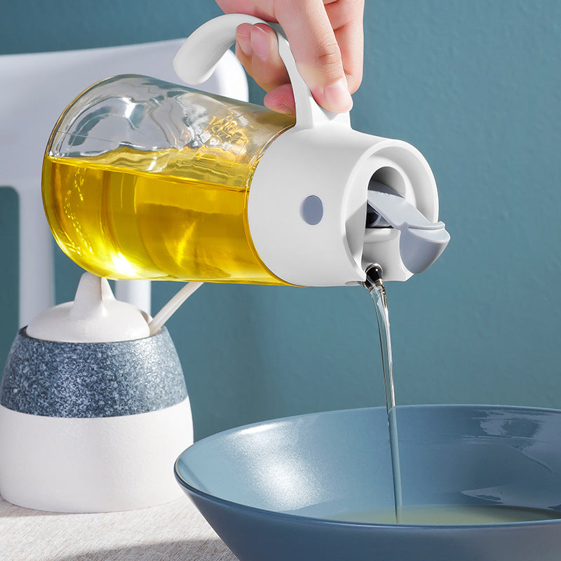 Glass Oil Can Kitchen Household Automatic Opening And Closing Large Capacity Oil Can