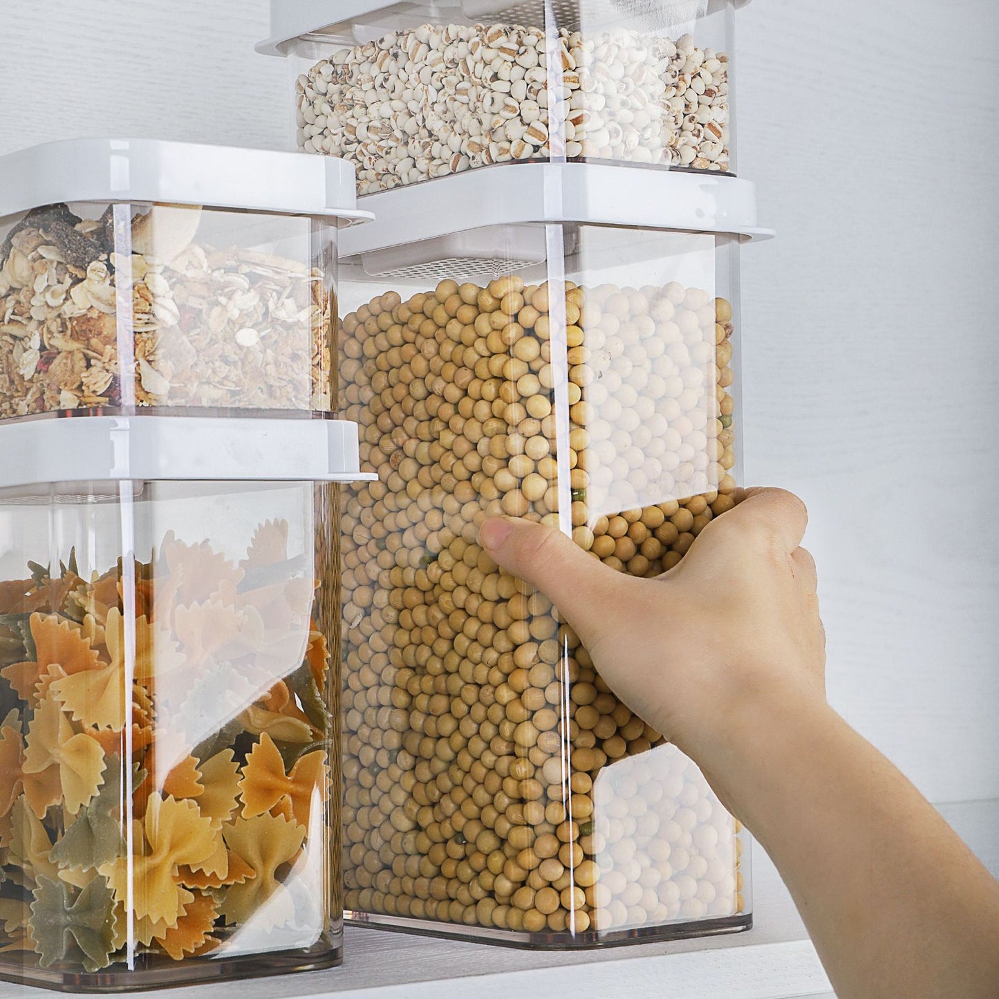 Transparent Plastic With Lid Can Be Combined To Stack Food Storage Tank