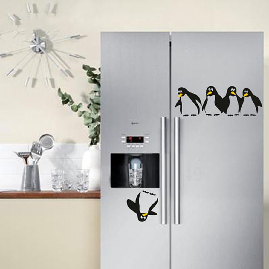 Funny Penguin Kitchen Fridge Sticker Creative Kitchen Wall Sticker