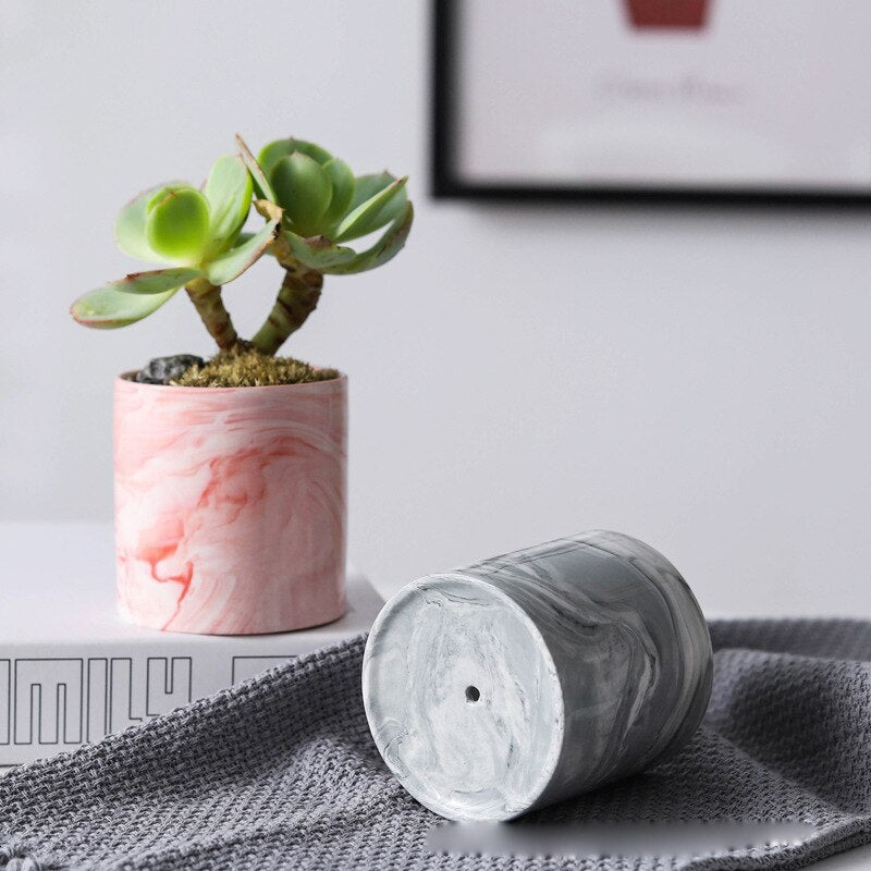 Home marbled plant flower pot