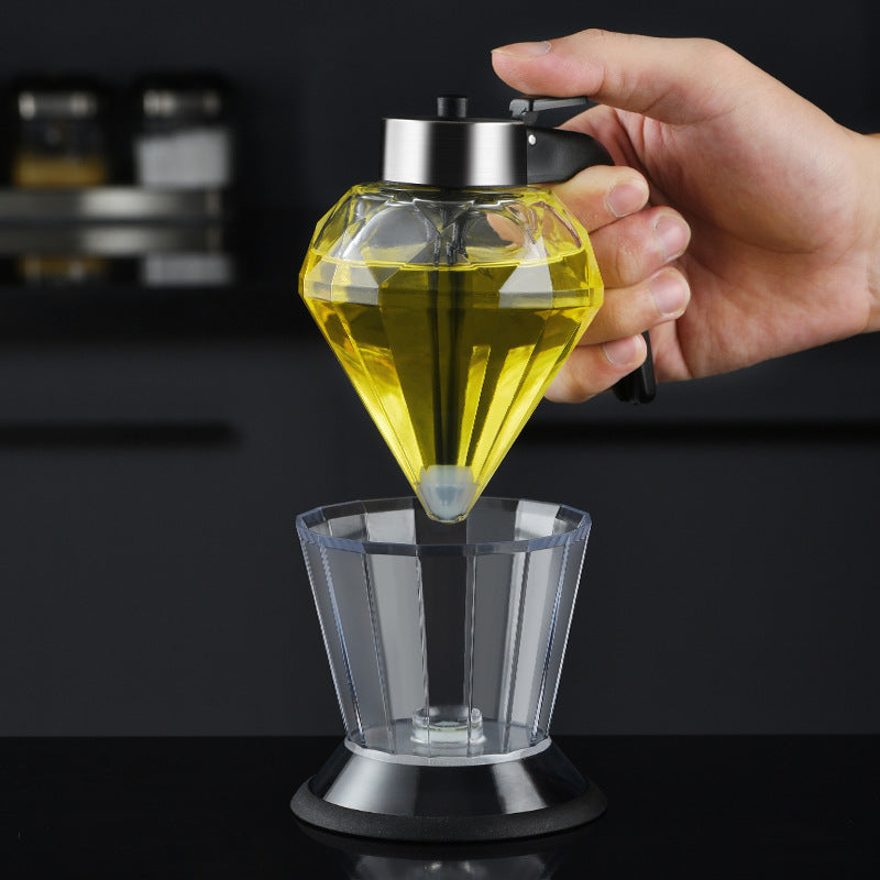 Diamond Oil Pot Kitchen Sealed Leak Proof Base Soy Sauce Vinegar Bottle
