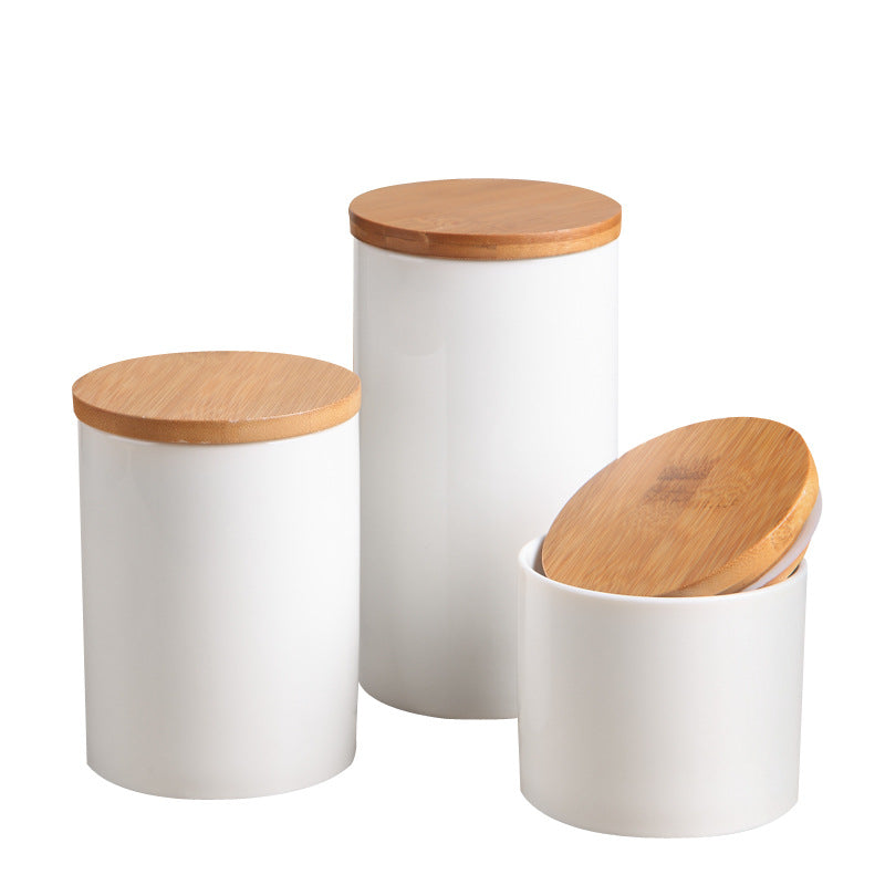 Pure White Creative Kitchen Ceramic Airtight Jar With Lid
