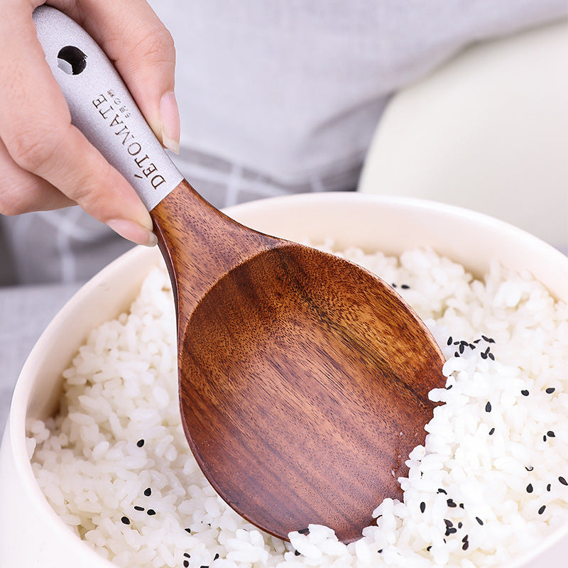 Simple Teak Lacquer Colorful Kitchen Utensils Soup Spoon Vegetable Shovel