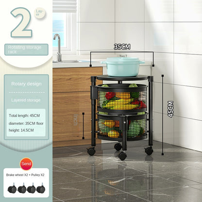 360 Degree Rotating Kitchen Multifunctional Round Vegetable Shelf