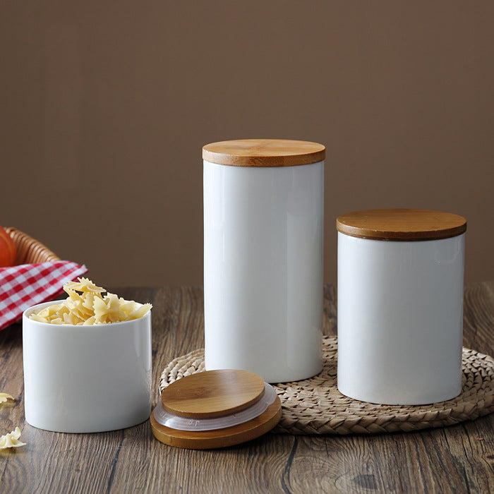 Pure White Creative Kitchen Ceramic Airtight Jar With Lid