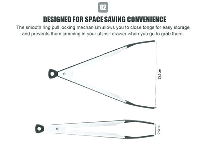12 inches Set of Cooking Tongs and BBQ Tongs High Quality Stainless Steel with BPA Free Silicon Tip
