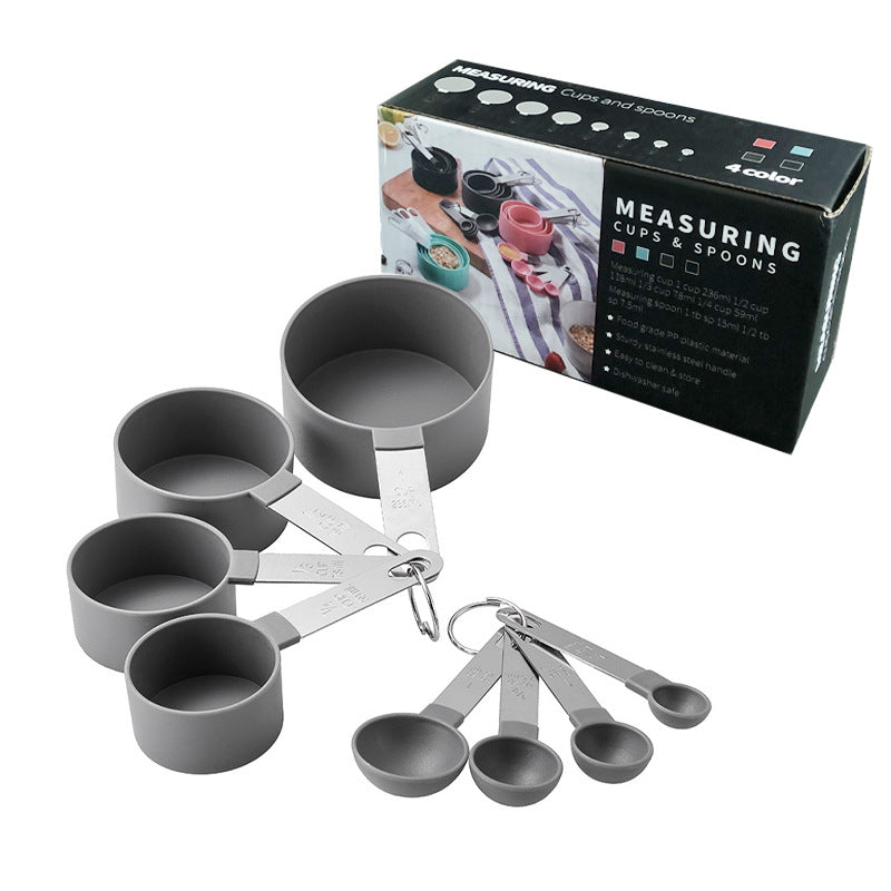 Measuring Cups & Measuring Spoons 8 Piece Set Plastic Measuring Cup & Spoon  Set
