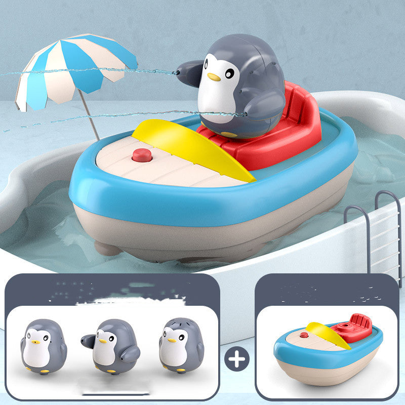 Toddler Bath Toys Squirting Penguin Electric Boat Toy With 3 Penguins –  musii home store