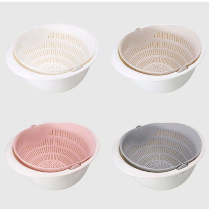 Portable Detachable Double-Layer Hollow Fruit and Vegetable Cleaning Drain Basket Washed Rice Noodles