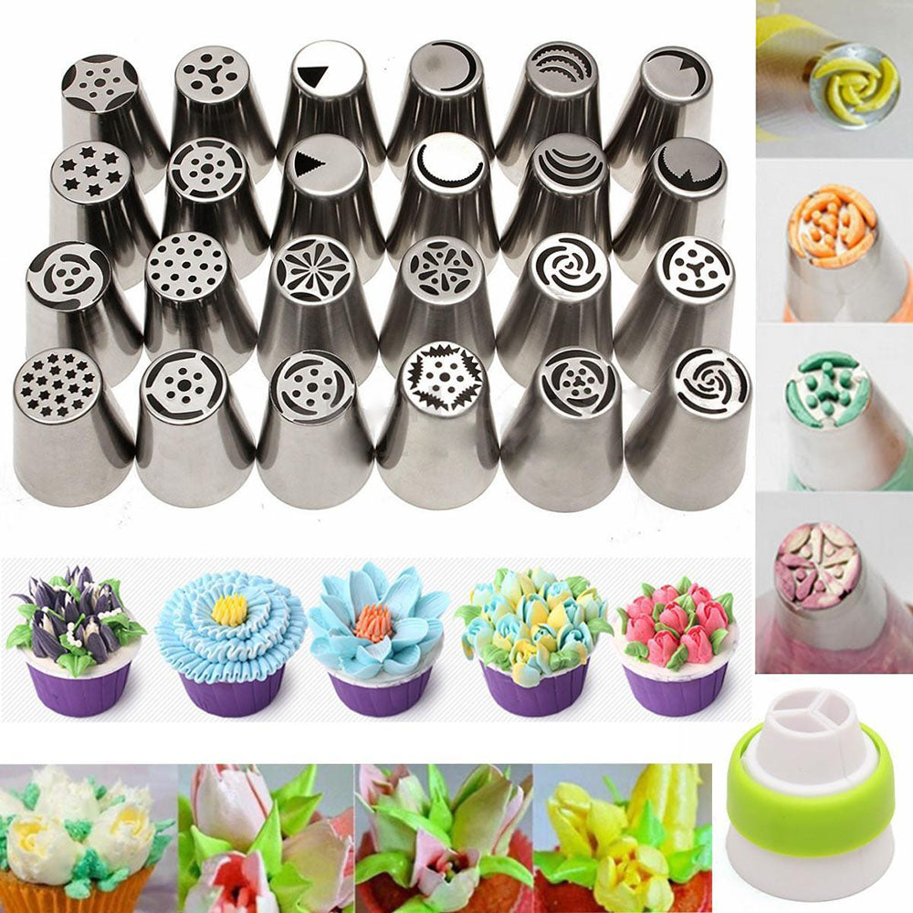 24Pcs Russian Tulip Stainless Steel Nozzles for Baking Decoration